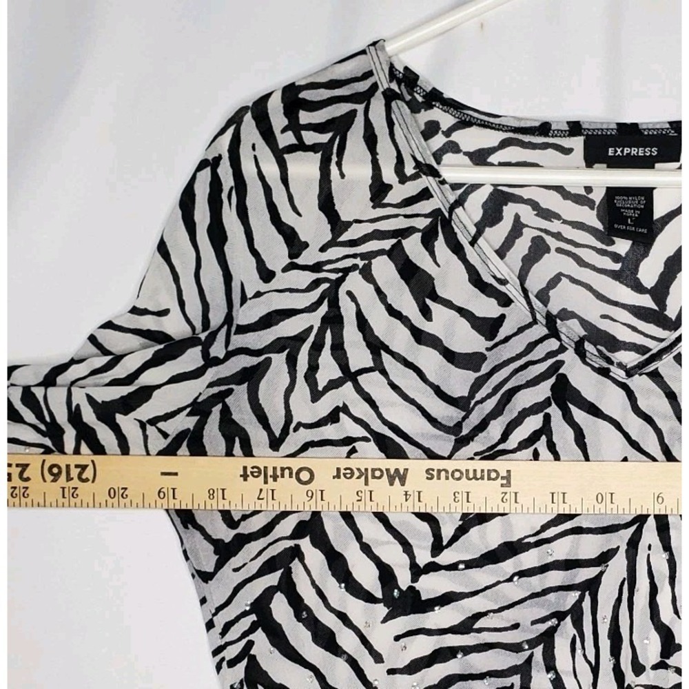 Vtg 90s Express Mesh Top‎ Women Large Zebra Sparkle Bratz Grunge Baddie Y2K - Picture 4 of 8